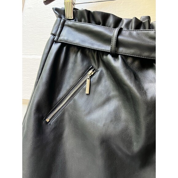 MARC NEW YORK Faux Leather Skirt M Black Elastic Waist Aline Grunge Club Night - Picture 5 of 8